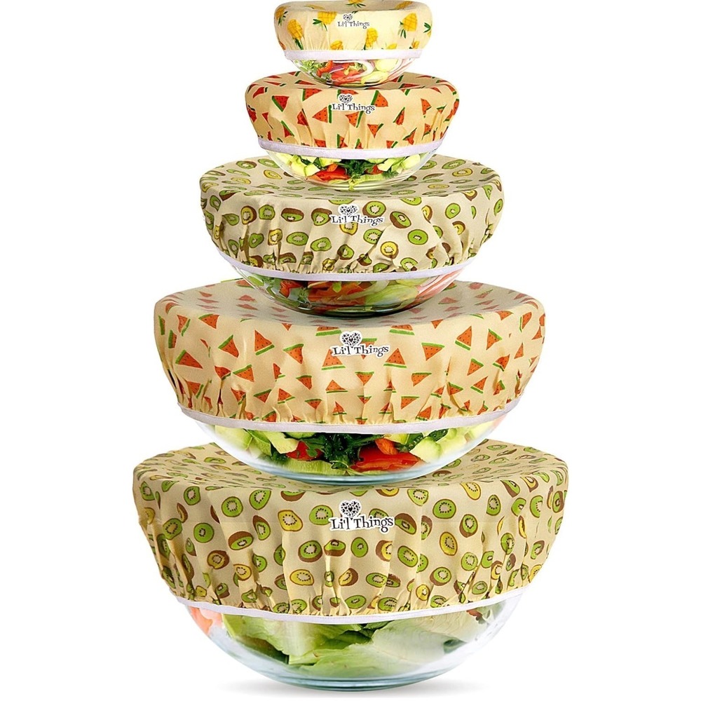5-Size Reusable Beeswax Bowl Covers - Cotton Cloth Flexible